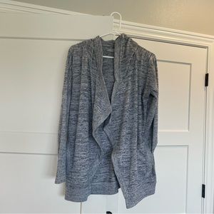 Athleta Hooded Open Front Space Dye Grey Cardigan With Pockets Size Medium